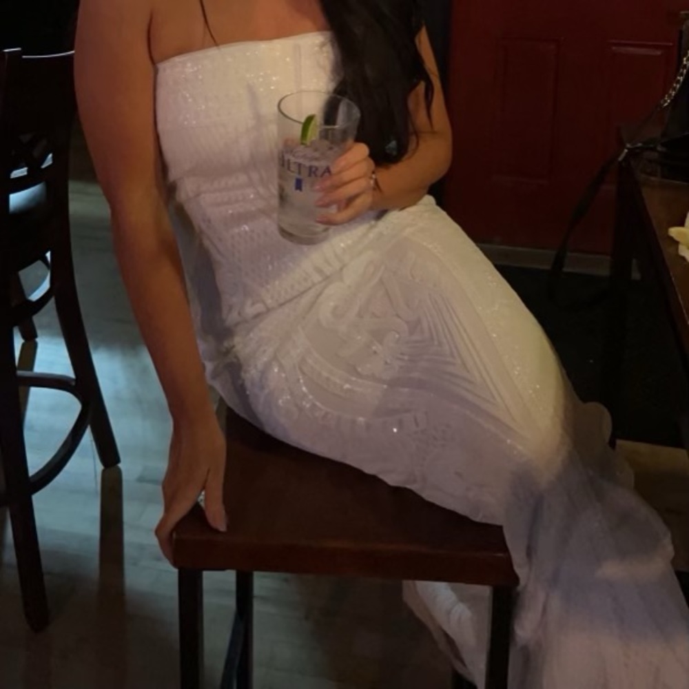 Lulus Magnificent Love White Sequin Strapless Maxi Dress - Picture 10 of 11